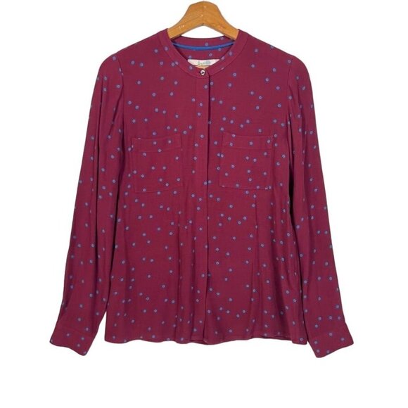 Boden Hayley Dot Print Button Front Shirt Top Red Long Sleeve size 4 - Picture 1 of 12
